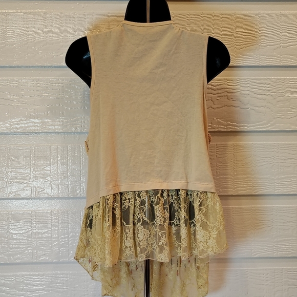 Awake by OS Boho Hippie Crochet Vest Lace  Beads SZ  XL Festival Cowgirl Chic - Picture 6 of 12